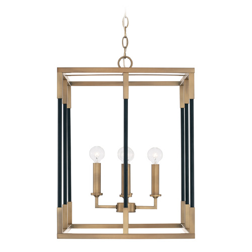Bleeker Large Pendant in Aged Brass & Black by Capital Lighting