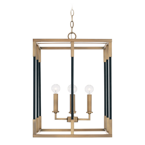 Capital Lighting Bleeker Large Pendant in Aged Brass & Black by Capital Lighting 544742AB