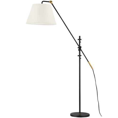 Troy Lighting Navin Patina Brass & Textured Black Swing Arm Lamp with Empire Shade