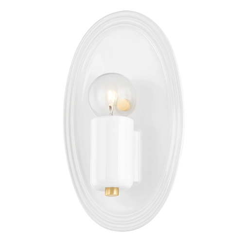 Mitzi by Hudson Valley Mitzi Cleo Aged Brass Sconce Ceramic Backplate H559101-AGB/CGW