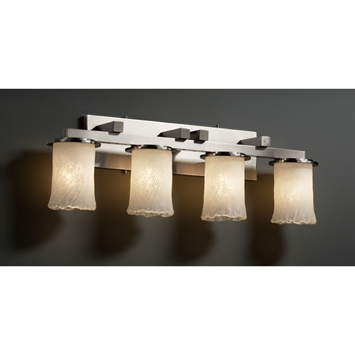 Justice Design Group Justice Design Group Veneto Luce Collection Brushed Nickel Bathroom Light GLA-8774-16-WHTW-NCKL