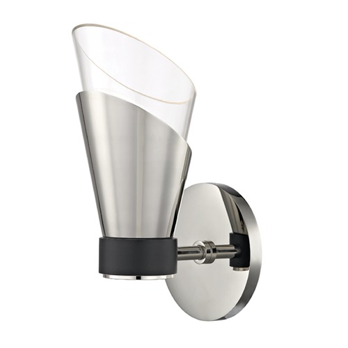 Mitzi by Hudson Valley Angie LED Sconce in Polished Nickel & Black by Mitzi by Hudson Valley H130101-PN/BK