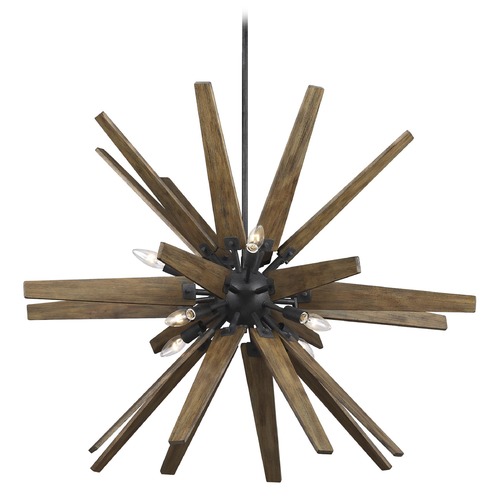 Visual Comfort Studio Collection Thorne Dark Weathered Zinc & Weathered Oak Chandelier by Visual Comfort Studio F3258/8DWZ/WOW