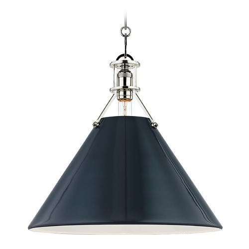 Hudson Valley Lighting Painted No. 2 Pendant with Darkest Blue Shade by Hudson Valley Lighting MDS352-PN/DBL