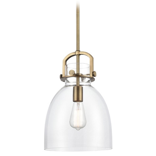 Innovations Lighting Innovations Lighting Newton Brushed Brass Pendant Light with Bowl / Dome Shade 412-1S-BB-10CL