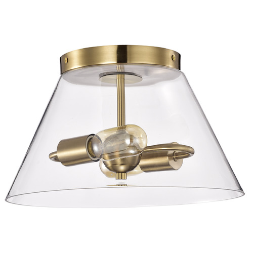 Dover Small Flush Mount in Clear & Vintage Brass by Nuvo Lighting