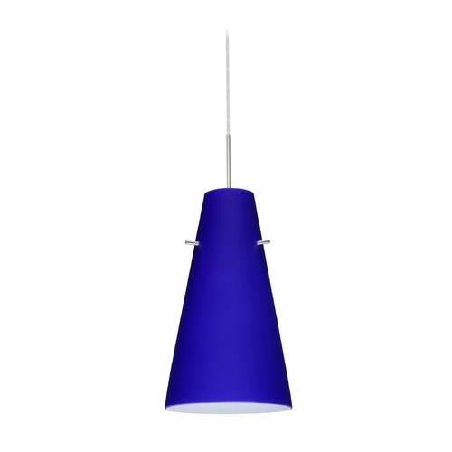 Modern Pendant Light Blue Glass Satin Nickel by Besa Lighting