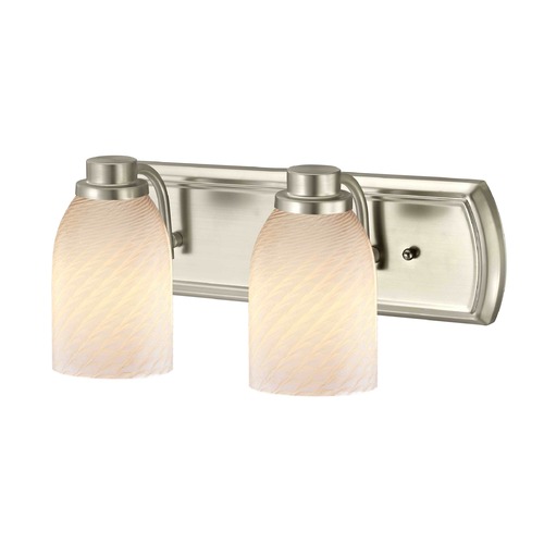 2-Light Vanity Light in Satin Nickel with White Art Glass
