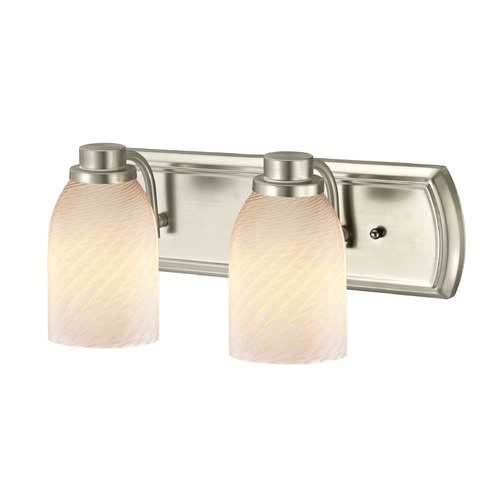 Design Classics Lighting 2-Light Vanity Light in Satin Nickel with White Art Glass 1202-09 GL1020D