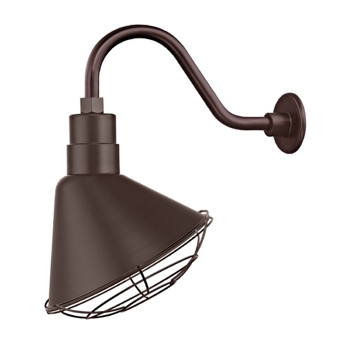 Bronze Gooseneck Barn Light with 12-Inch Caged Scoop Shade