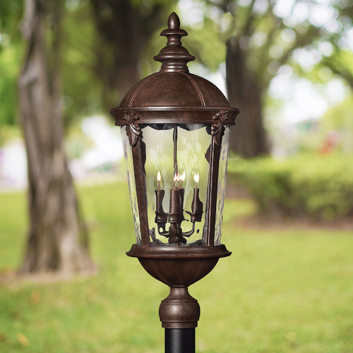 Hinkley Post Light with Clear Glass in River Rock by Hinkley Lighting 1891RK