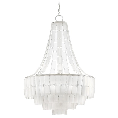 Currey and Company Lighting Vintner Chandelier in Silver Leaf/Opaque White by Currey & Company 9000-0159