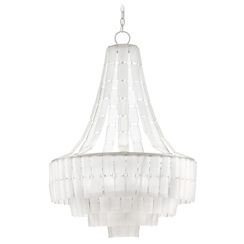 Vintner Chandelier in Silver Leaf/Opaque White by Currey & Company