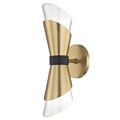 Mitzi by Hudson Valley Mid-Century Modern LED Sconce Brass / Black Mitzi Angie by Hudson Valley H130102-AGB/BK