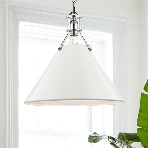Hudson Valley Lighting Painted No. 2 Pendant with Off-White Shade by Hudson Valley Lighting MDS352-PN/OW