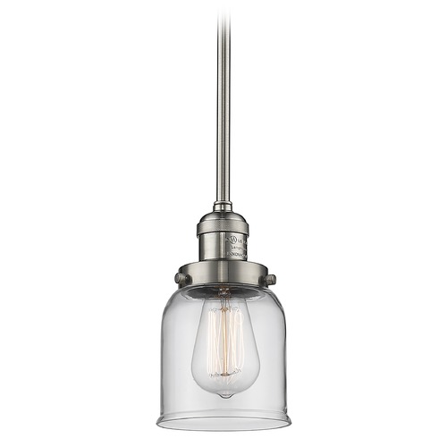 Innovations Lighting Innovations Lighting Small Bell Brushed Satin Nickel Mini-Pendant Light with Bell Shade 201S-SN-G52