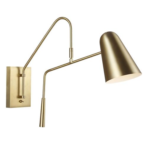 Visual Comfort Studio Collection ED Ellen-DeGeneres Simon Burnished Brass Contemporary Adjustable Sconce by Visual Comfort Studio EW1041BBS