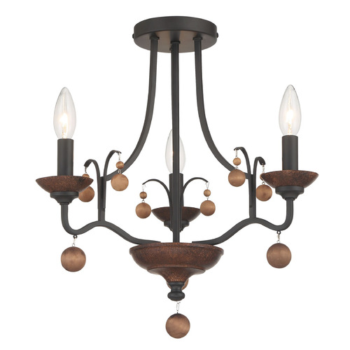 Colonial Charm Old World Bronze & Walnut Semi-Flush Mount by Minka Lavery