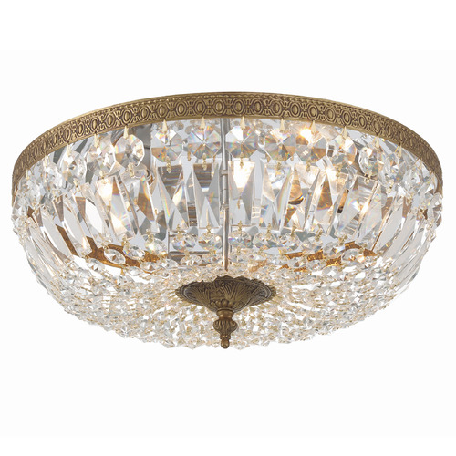 Crystorama Lighting Ceiling Mount Olde Brass Flushmount Light