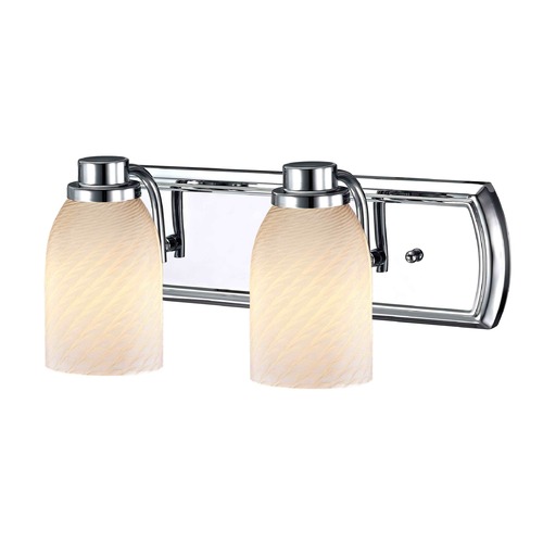 Design Classics Lighting 2-Light Bathroom Light in Chrome with White Art Glass 1202-26 GL1020D