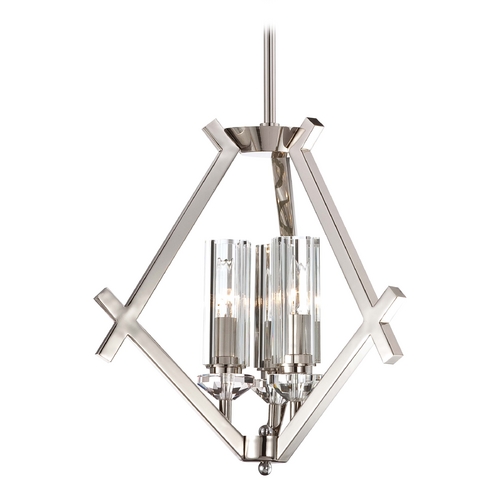 Chandelier with Clear Glass in Polished Nickel by Metropolitan Lighting