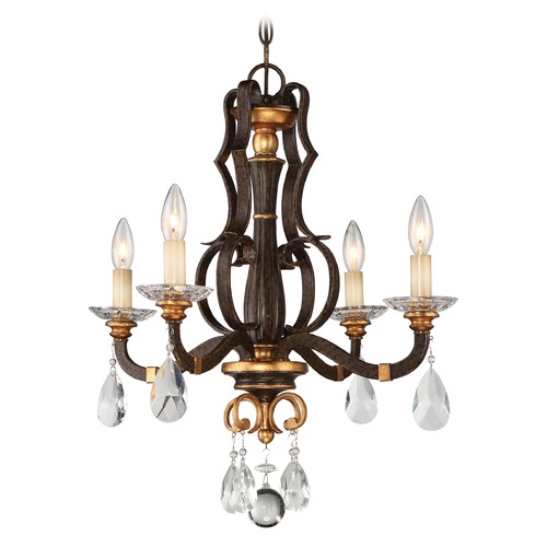 Chateau Nobles Raven Bronze with Sunburst Gold Crystal Chandelier by Metropolitan Lighting