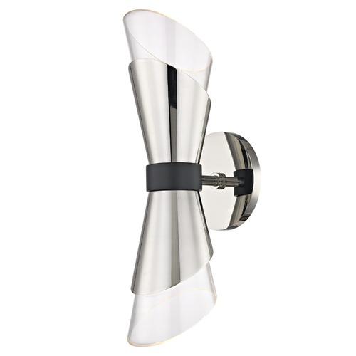 Mitzi by Hudson Valley Angie LED Sconce in Polished Nickel & Black by Mitzi by Hudson Valley H130102-PN/BK