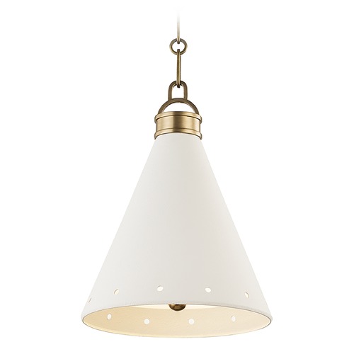 Hudson Valley Lighting Plaster No. 1 Aged Brass Pendant with White Plaster by Hudson Valley Lighting MDS400-AGB/WP