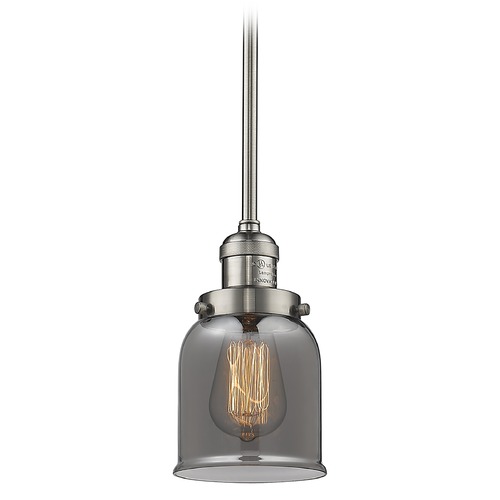 Innovations Lighting Innovations Lighting Small Bell Brushed Satin Nickel Mini-Pendant Light with Bell Shade 201S-SN-G53