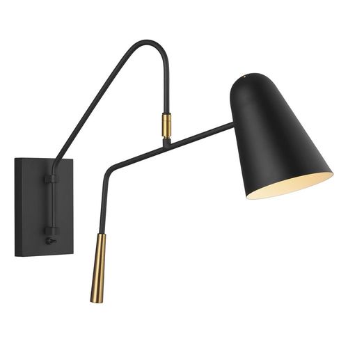 Visual Comfort Studio Collection ED Ellen-DeGeneres Simon Midnight Black Contemporary Adjustable Sconce by Visual Comfort Studio EW1041MBK