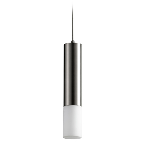 Opus Glass LED Pendant in Satin Nickel by Oxygen Lighting