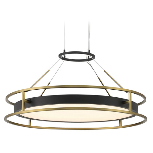 Minka Lavery Levitation Sand Coal & Soft Brass LED Pendant Light with Drum Shade