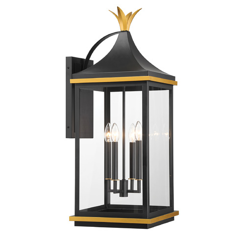 Crystorama Lighting Simpson Matte Black & Textured Gold Outdoor Wall Light