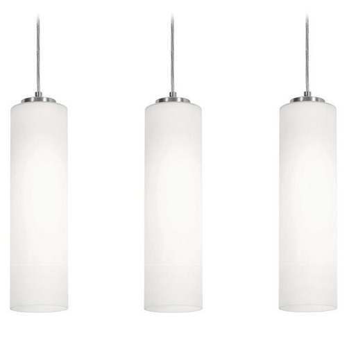 Afx Lighting Leo Satin Nickel Multi-Light Pendant with Cylindrical Shade