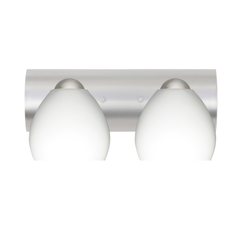 Bathroom Light White Glass Satin Nickel by Besa Lighting