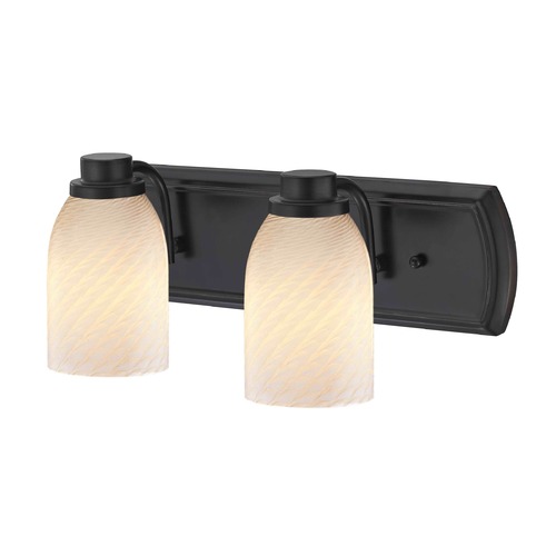 2-Light Bath Bar in Bronze with White Art Glass