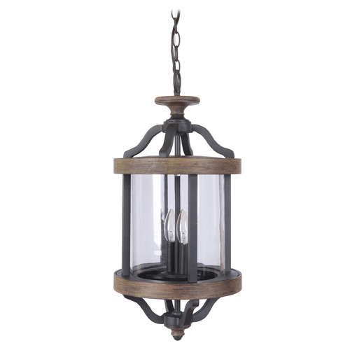 Ashwood Textured Black & Whiskey Barrel Outdoor Hanging Light by Craftmade Lighting