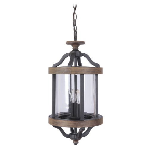 Craftmade Lighting Ashwood Textured Black & Whiskey Barrel Outdoor Hanging Light by Craftmade Lighting Z7921-14