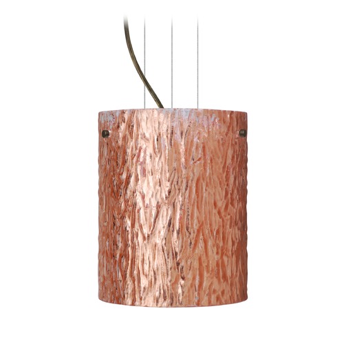 Besa Lighting Besa Lighting Tamburo Bronze Mini-Pendant Light with Cylindrical Shade 1KG-4006CS-BR