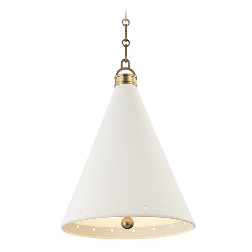 Hudson Valley Lighting Plaster No. 1 Aged Brass Pendant with White Plaster by Hudson Valley Lighting MDS401-AGB/WP