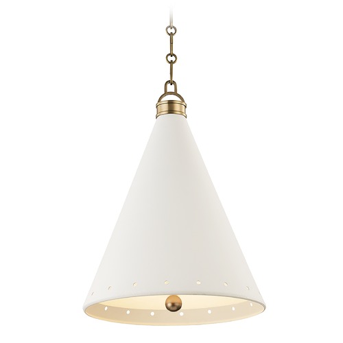 Plaster No. 1 Aged Brass Pendant with White Plaster by Hudson Valley Lighting