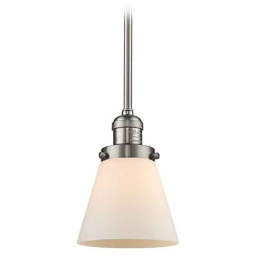 Innovations Lighting Innovations Lighting Small Cone Brushed Satin Nickel Mini-Pendant Light with Conical Shade 201S-SN-G61