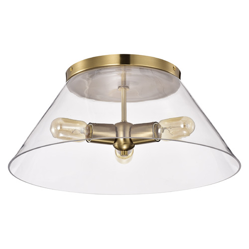 Nuvo Lighting Dover Large Flush Mount in Clear & Vintage Brass by Nuvo Lighting 60-7422