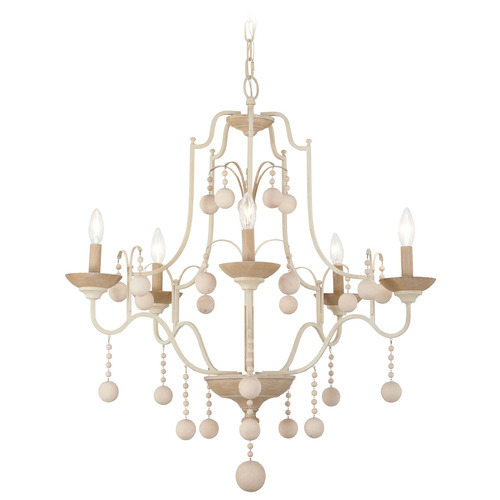 Colonial Charm White Wash & Sun Dried Clay Chandelier by Minka Lavery