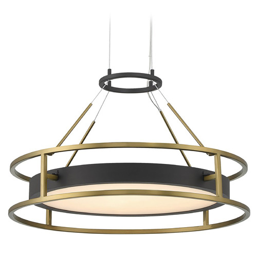 Minka Lavery Levitation Sand Coal & Soft Brass LED Pendant Light with Drum Shade