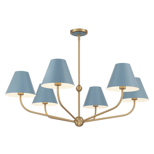 Xavier 6-Light Chandelier in Gold & Blue by Crystorama Lighting