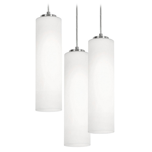 Afx Lighting Leo Satin Nickel Multi-Light Pendant with Cylindrical Shade