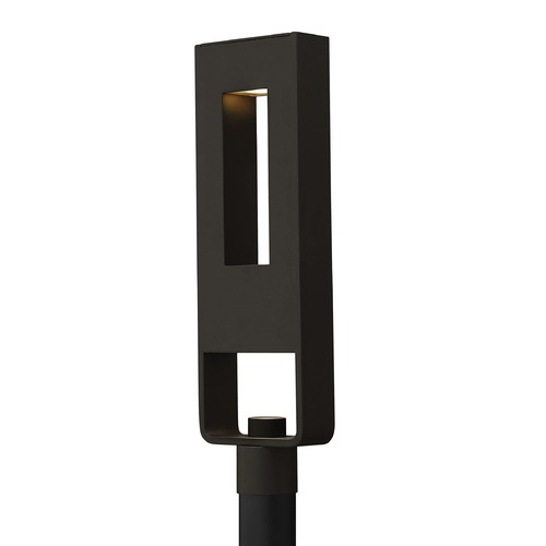 Hinkley Modern LED Post Light with Etched Glass Lens in Satin Black Finish 1641SK-LED