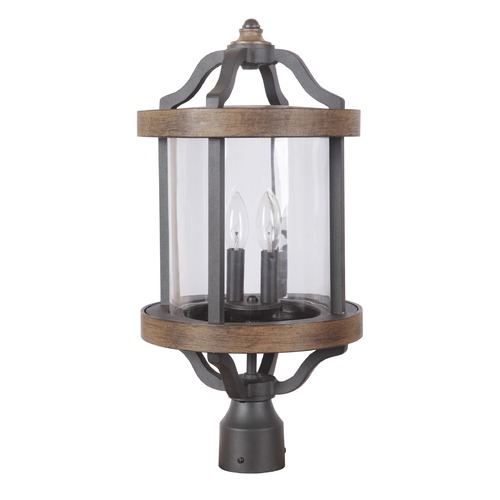 Craftmade Lighting Ashwood Textured Black & Whiskey Barrel Post Light by Craftmade Lighting Z7925-14