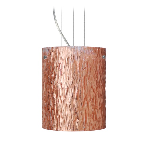 Besa Lighting Besa Lighting Tamburo Satin Nickel Mini-Pendant Light with Cylindrical Shade 1KG-4006CS-SN